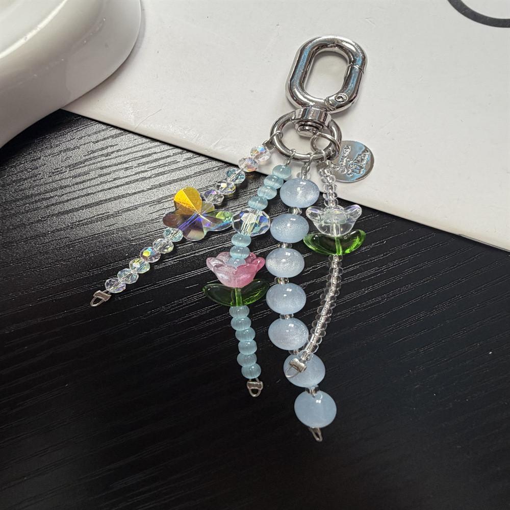 Pvc Pink Tulip Butterfly Phone Strap For Women And Men With Creative Pendant