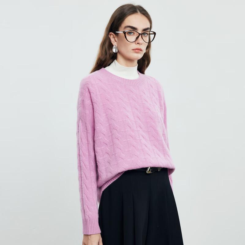 

PALUOPO Women s Autumn/Winter Solid 3D Cable Knit Cashmere Sweater M