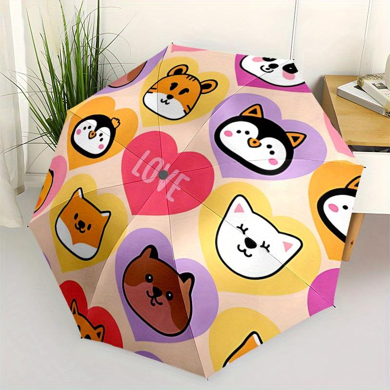 1pc Cute Animal Faces Automatic Umbrella - 8-Rib Foldable Design, Outdoor Adventures, and Family Celebrations yy250829083