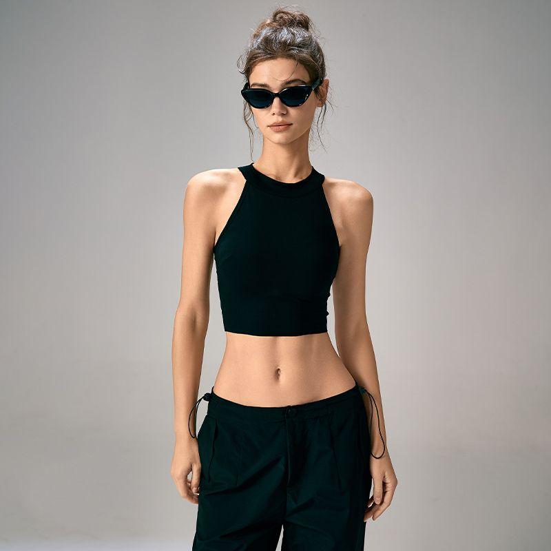 

Mitaogirl Kendall Wear Halter Bra Sports Vest Women s Silm Sling Workout Top Yoga Intimates S Black