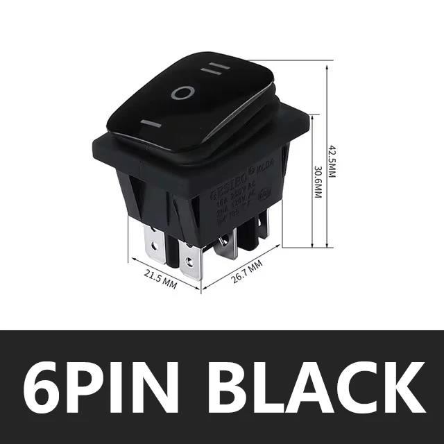 2pcs KCD4 Waterproof Rocker Switch 4 6 Pin Latching 16A 250VAC DPDT ON OFF ON 12V 220V Red Green LED Light Button Switch