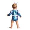 Baby Girls Color Block Alien Outfit Long Sleeve Press Button Crotch Metallic Romper Photography Costume