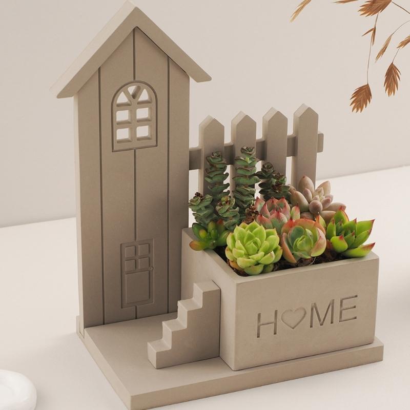 House Shaped Silicone Candle Holder Moulds for Epoxy Resin, Candle Container, Home Decoration, Succulents Planter Molds