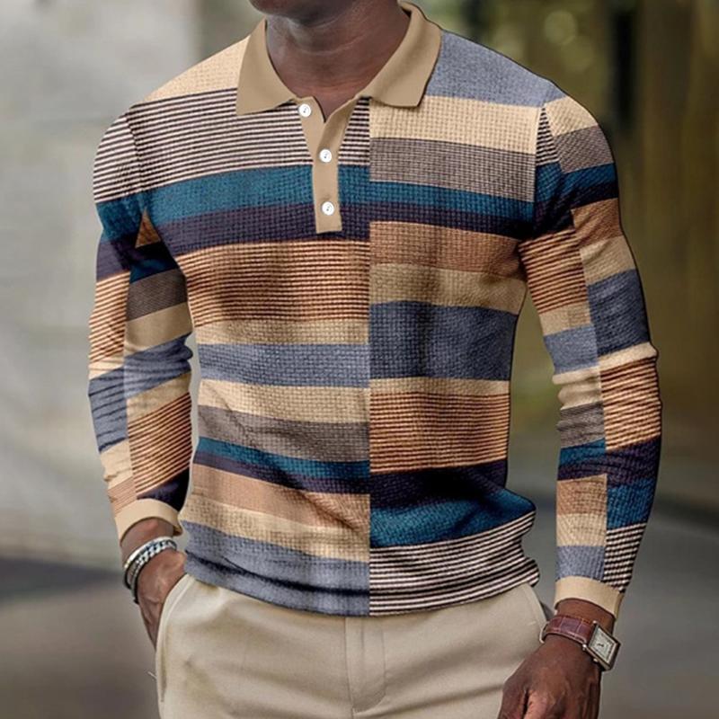 

Мужская одежда с длинным рукавом 3D цифровая печать спортивная мода топы поло мужские повседневные трендовые полиэстеровые топы поло футболка L