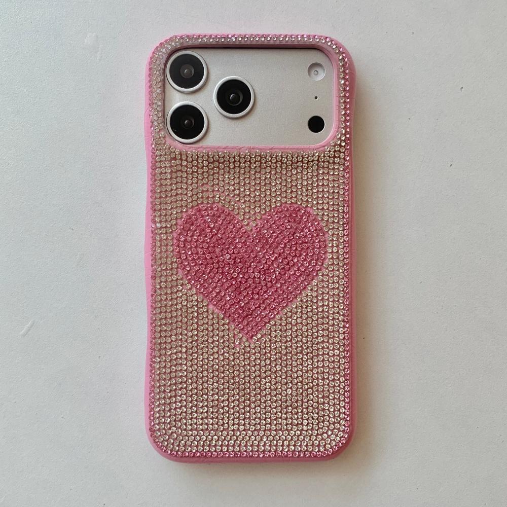 Premium sense three-dimensional flash diamond white background rose red love is suitable for Apple 17promax mobile phone case iphone16 new women's