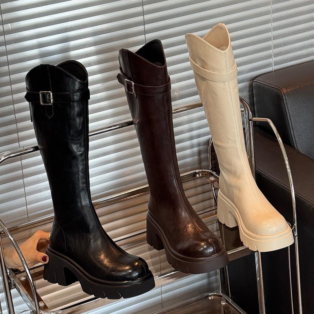Women's Boots 2026 Autumn New Long Tube Boots Below Knee Thick Soled and Height Increasing Fashion Boots