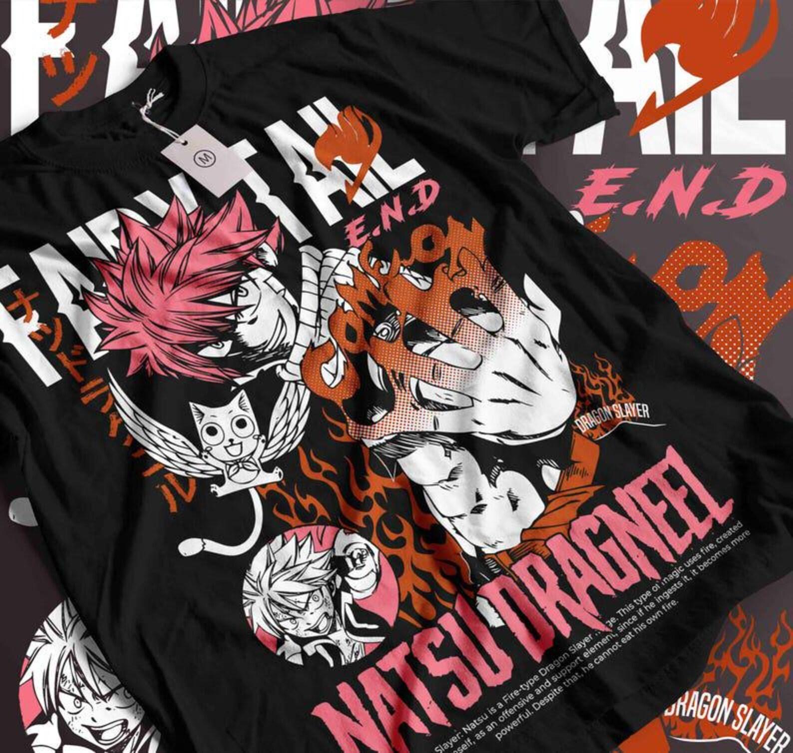 Fairy Tail Natsu Dragneel Shirt, Gray Fullbuster, Gajeel Redfox ,Fairy Tail Guild,Happy, Iron Dragon Slayer, Dragon Slayers, Anime T-Shirt 4XL