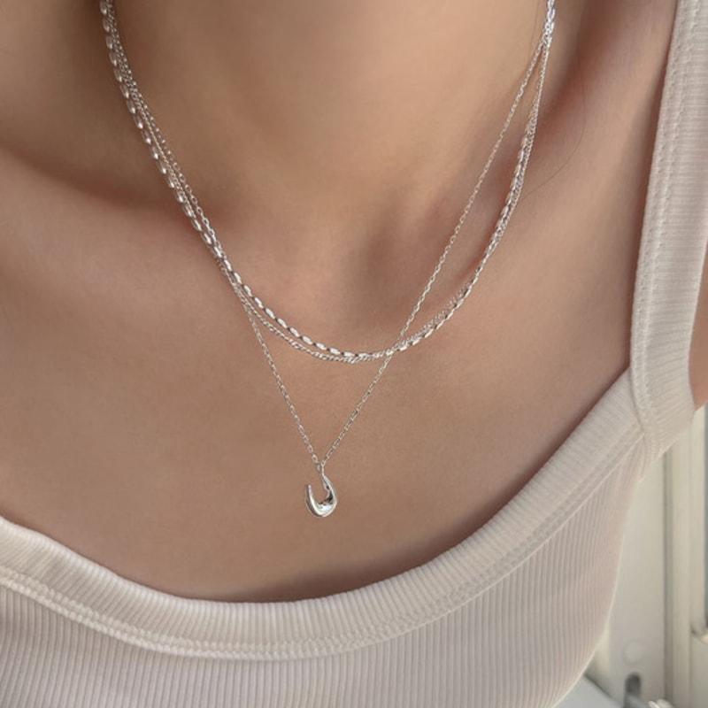 Youngglow Silber 925 Haken Anhänger Halskette (2 Farben)