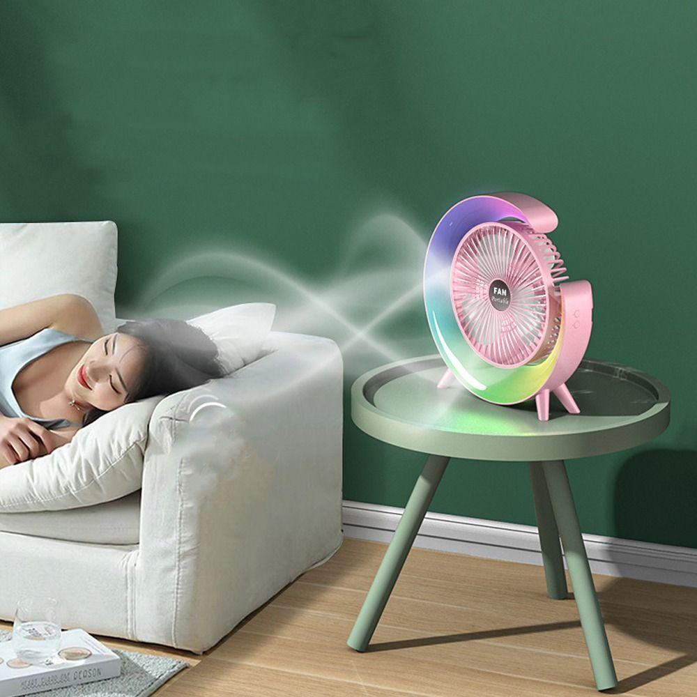 Colorful Portable Desktop Fan LED 7 Colors Cooling Fan Creative Small Electric Fan  Office Bedroom