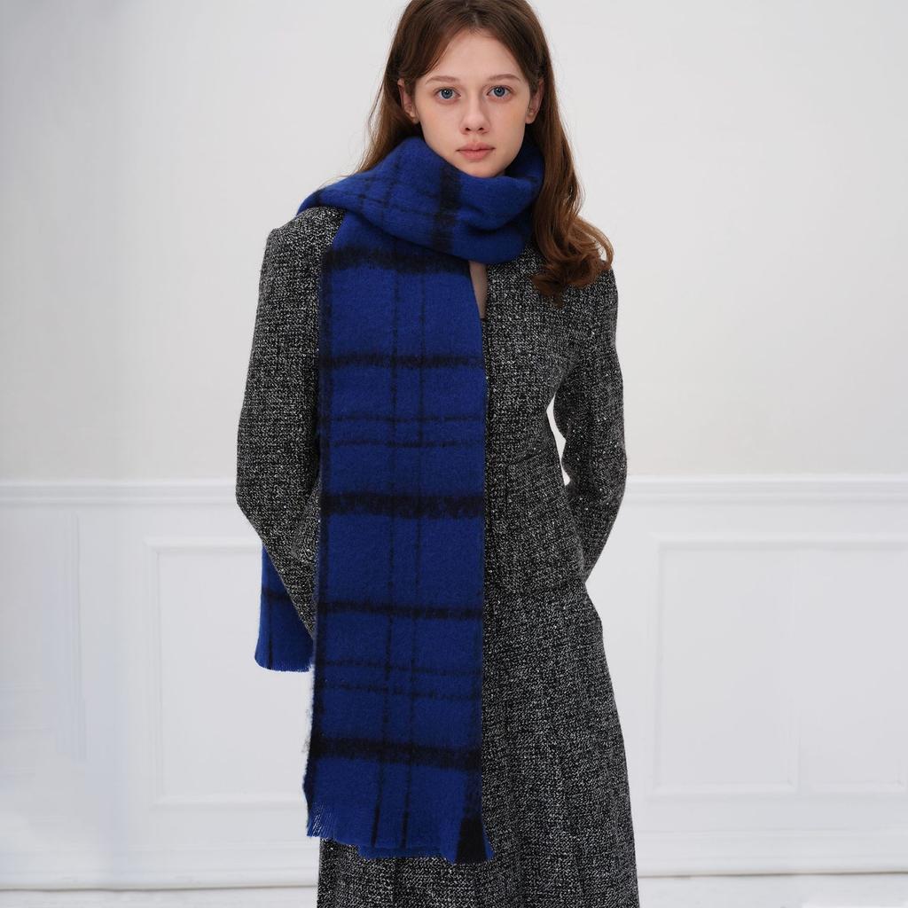 Plaid scarf women's winter senior sense thickened warm imitation cashmere scarf shawl scarf