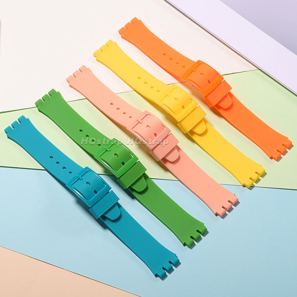 16mm 17mm 19mm 20mm Wasserdichtes Silikon-Uhrenarmband für Swatch Weiches Gummiarmband Buntes Armband Ersatz Uhrenzubehör