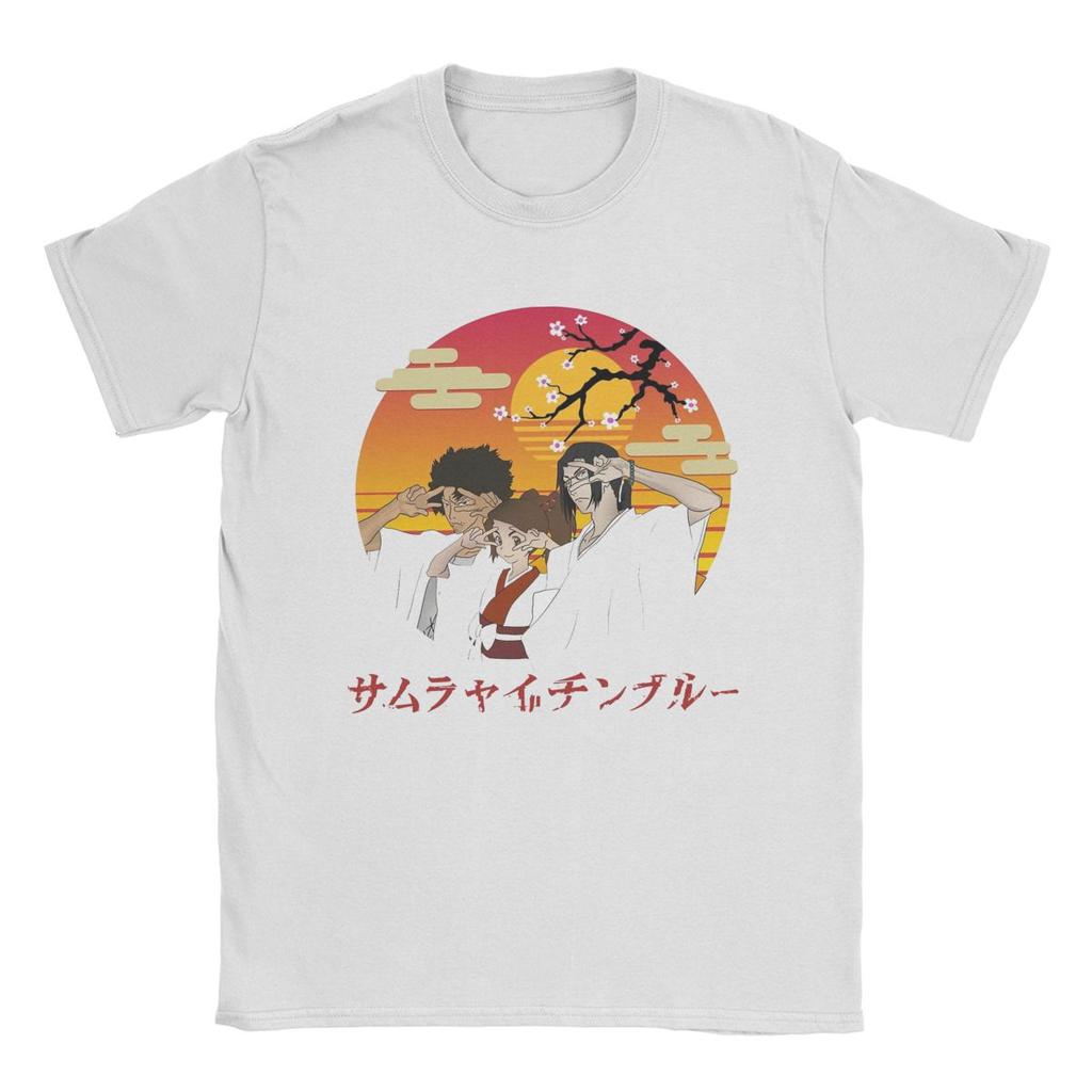 Men's Fuu Mugen Jin Samurai Champloo Sunset T Shirts Pure Cotton Clothes Short Sleeve O Neck Tee Shirt Gift Idea T-Shirts