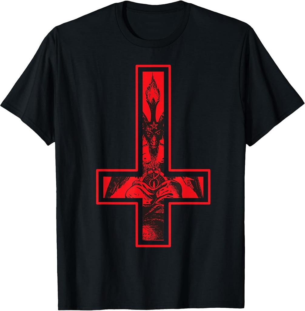 Inverted Cross Occult Graphic Tee - Unique Design for Alternative Style