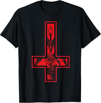 T-shirt Graphique Occulte Croix Inversée - Design Unique pour Style Alternatif