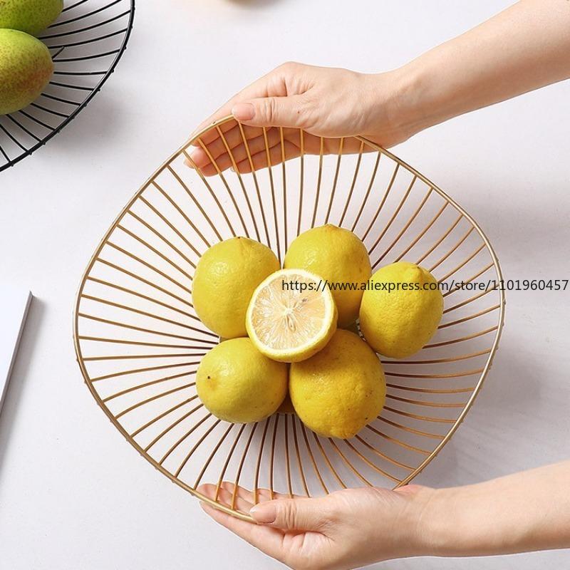 Nordic Creative Fruit Basket Ironwork Home Fruit Plate Snack Storage Basket Living Room Desktop Storage