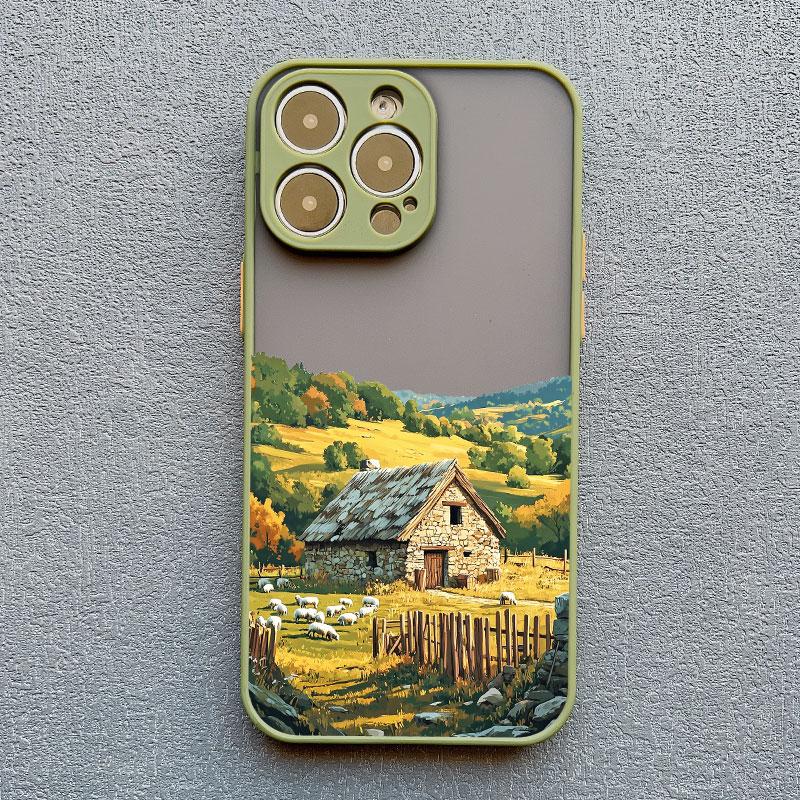 Rural Farm Scenery Pattern Phone Case For iPhone 17 16 15 14 Pro Max Plus 13 12 11 Pro Max Mini Cute Shockproof Back Cover Funda