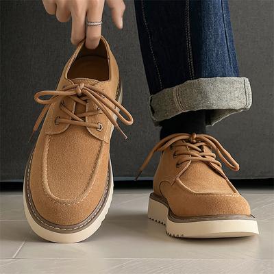 Nuove Scarpe Casual da Uomo Autunnali Comode con Lacci in Pelle Business Fashion Uomo Classiche Gialle Suola Spessa Antiscivolo Scarpe Casual