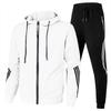 Mens Hooded Zip Sweatshirt Set Teens Casual Running Sports Outfit