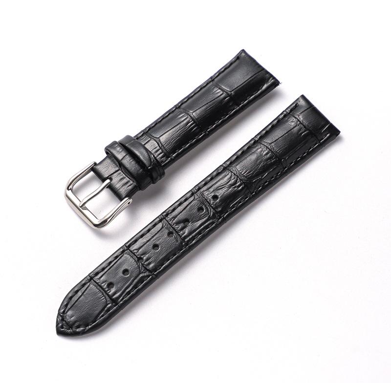 Calfskin Bamboo Pattern Cowhide Pin Buckle Watch Strap for Men and Women