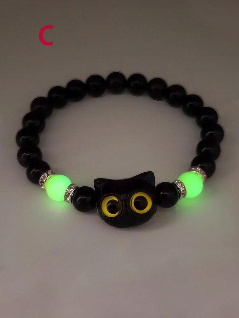 Luminous Black & White Kitten Shell Star Bracelet - Couple Jewelry Gift