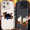 Red Wine Cat Phone Case for Xiaomi Mi 15 14 14T 13 13T 12 11 11T Lite POCO X7 X6 5G X5 X3 NFC F6 F5 M7 M6 Pro 4G Cover Funda