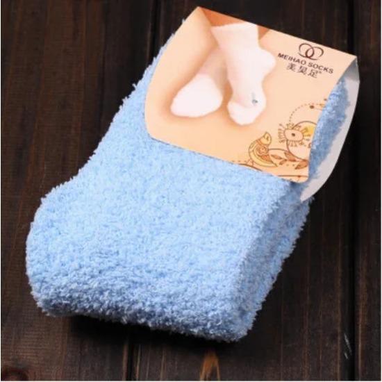 Women's Bed Socks Pure Color Fluffy Warm Winter Christmas Gift Soft Floor Home Candy Color Coral FLeece Velvet Socks Dropship