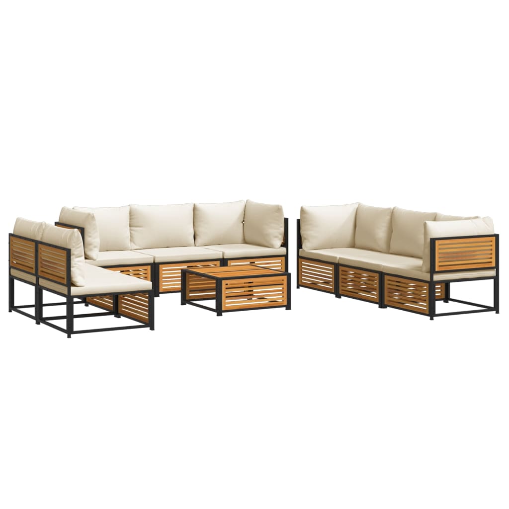 9 Piece Garden Sofa Set with Cushions Solid Acacia Wood