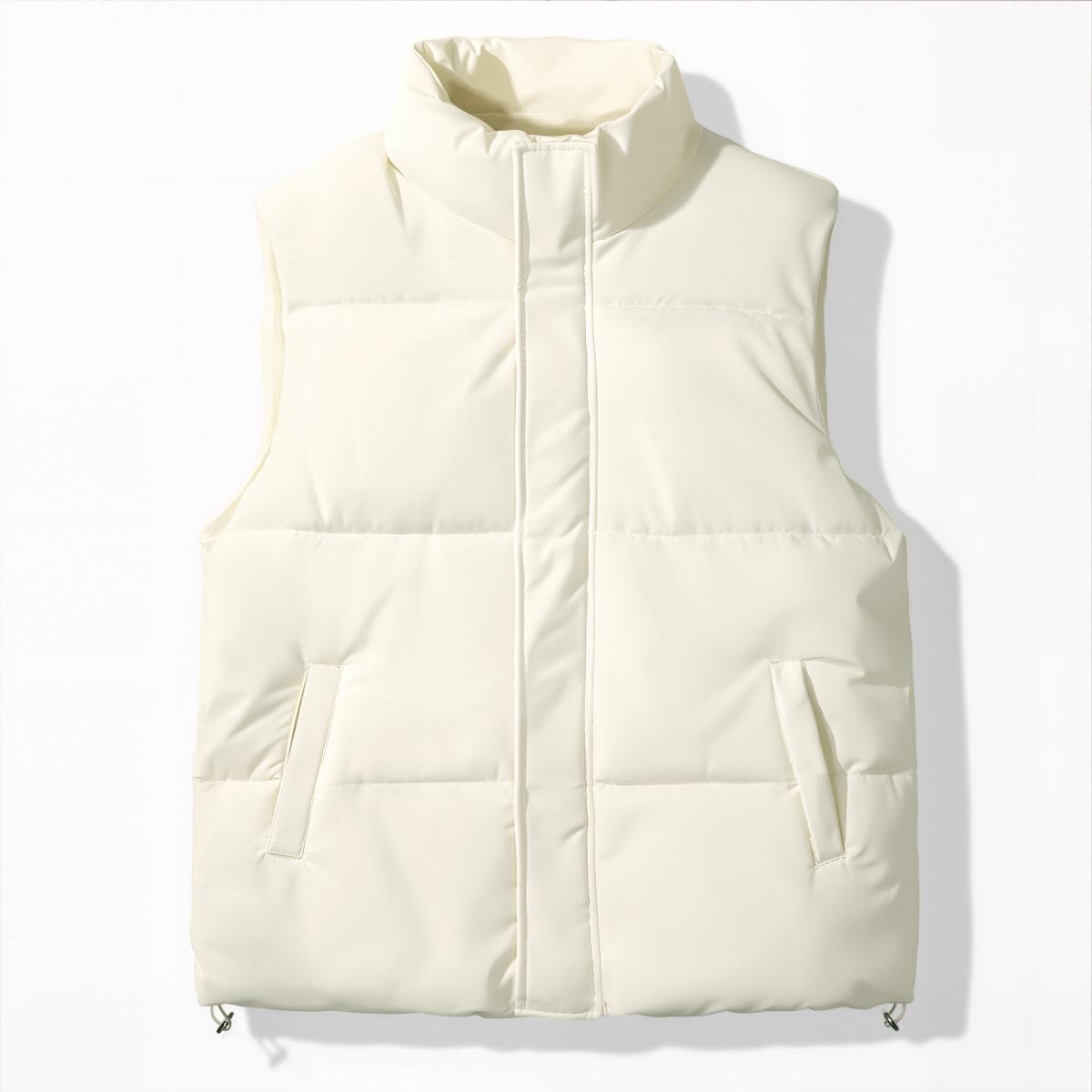 

Men s Cotton Padded Vest - Autumn/Winter Warm Stand Collar Casual Jacket 2XL брудно-білий