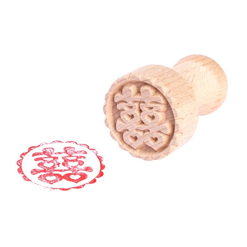 Round Wooden Stamp with Handle Diameter Of 5cm Chinese Character Moon Cake Stamp, Pastry Stamp, Blessing Stamp