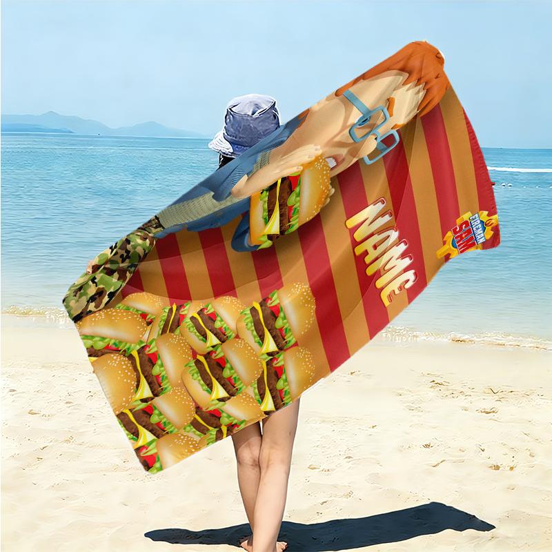 Personalized Fireman Sam Birthday Bash Beach Towel Microfiber Beach Towel Thin Absorbent for Beach Swimming Yoga Bath Sports. 0910191
