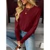 Women S Casual Knitted Pullover Sweater Round Neck Long Sleeve Solid Color