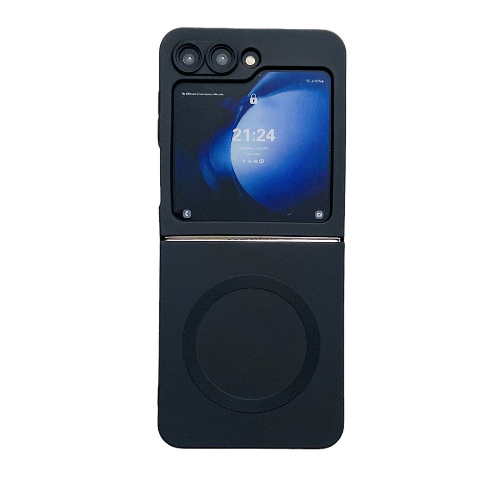 Suitable for Samsung ZFlip6 Magnetic Suction Mobile Phone Case Flip5 Solid Color ZFlip4 Imitation Liquid Soft Tpu Full Inclusive ZFlip3