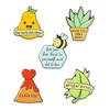 Creative Cartoon Style Pear Volcano Aloe Vera Design Alloy Brooch For Unique Fashion Accessories