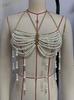 Pearl Beaded Choker with Tassel Neckline Vest Top