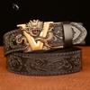 Carved Alloy Buckle Automatic Buckle Trouser Belt Genuine Leather Men's Belt Casual All-match Belt