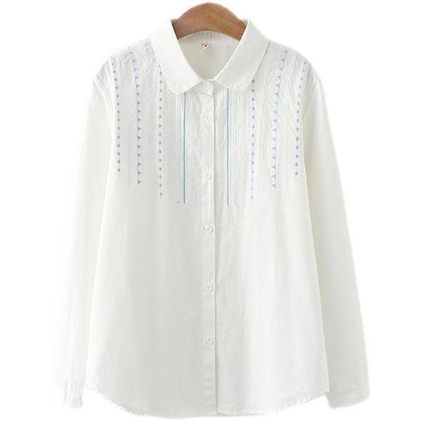 2023 Spring/Autumn Fresh Embroidered Cotton Women's Long Sleeve Casual Shirt