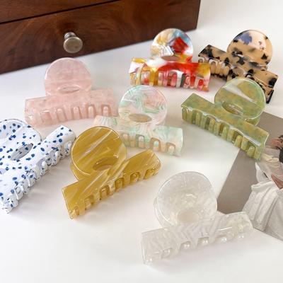 Fashion High Quality Simple Color Acetate Hair Clips Woman Elegant Ponytail Clip Crab Claw Washing Face HairPin Hair Accessories