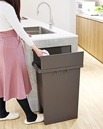 Captain Stag Pedal Pail #70, Double-Door, Brown, Made in Japan, UY-7059