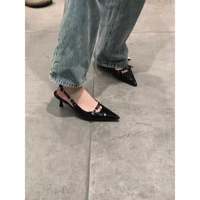 Baotou Style Sandals, New Arrivals, Pointed-toe, Low-heeled, Women's Bridesmaid Shoes, High Heels