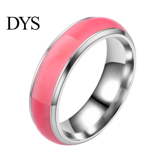 Modern Finger Decoration Luminous Ring for Couples, 6mm Stainless Steel Hypoallergenic with Versatile Decorative Resin Bands Colorful Inlay,