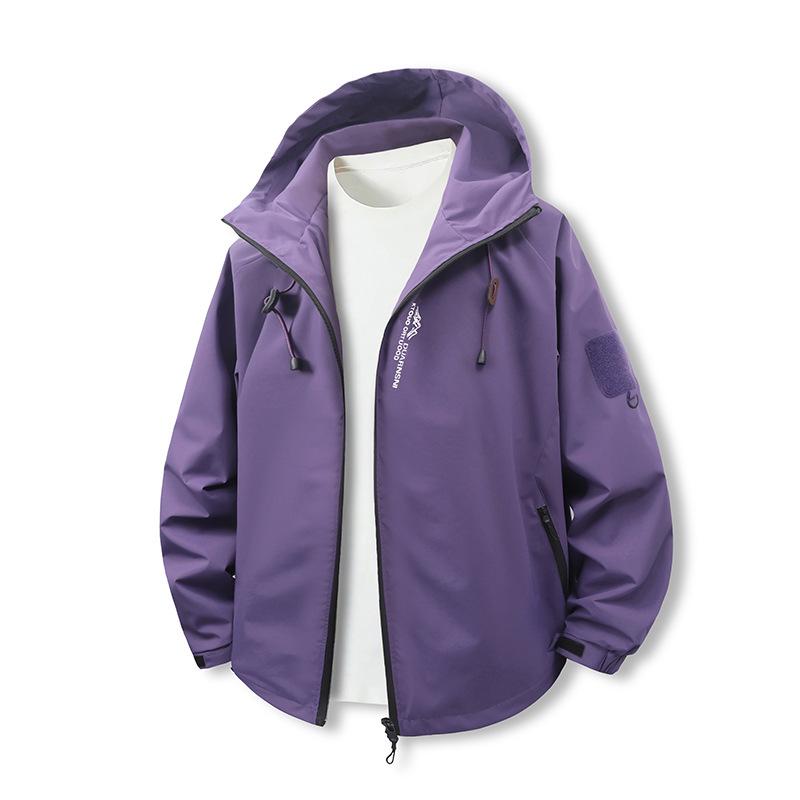 

2026 Spring Men s Hooded Windproof Mountaineering Jacket - Trendy Outdoor Casual Workwear Outerwear. 3XL фіолетовий