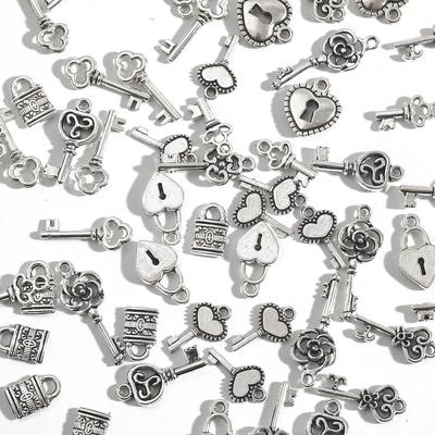 20/30 Stück antike versilberte Schlüsselschloss-Charm-Anhänger für Armband, Halskette, Zubehör, Diy-Schmuck, handgefertigt