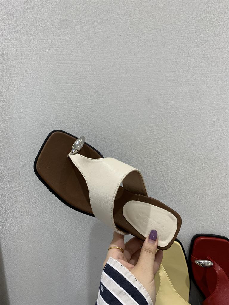 Wedge heel slippers pinch sandals women's shoes summer wear beach shoes silver sandals Roman shoes women's shoes