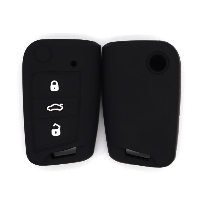 

Suitable for Volkswagen one-button start version special silicone car key bag soft rubber key bag anti-fall key cover чёрный