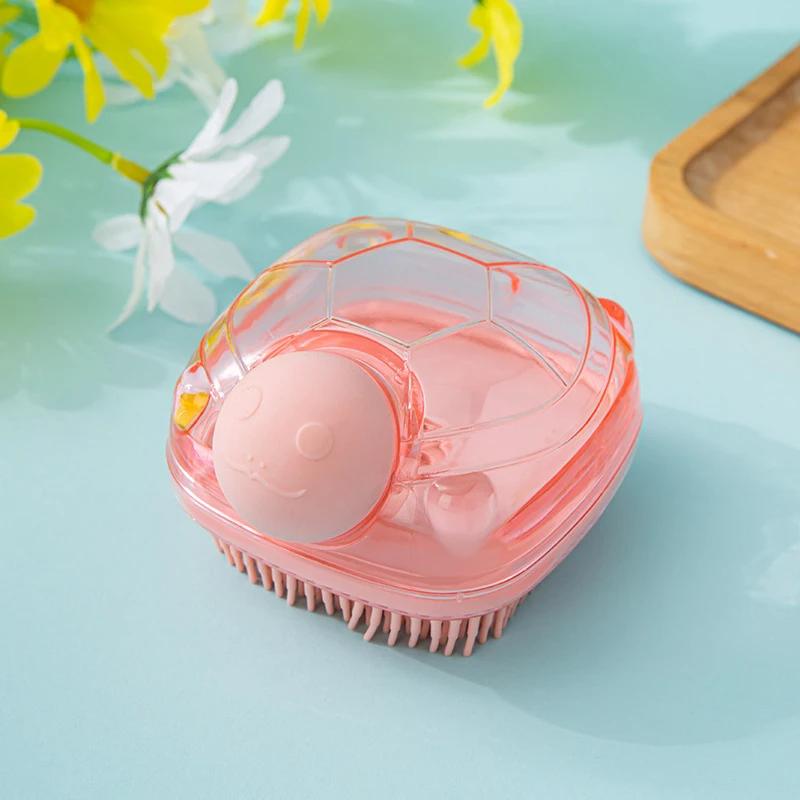 Silicone Soft Exfoliating Body Bath Shower Scrubber Loofah Brush Refillable Bath Brush Easy Foaming Massage Brush Bathroom Tools