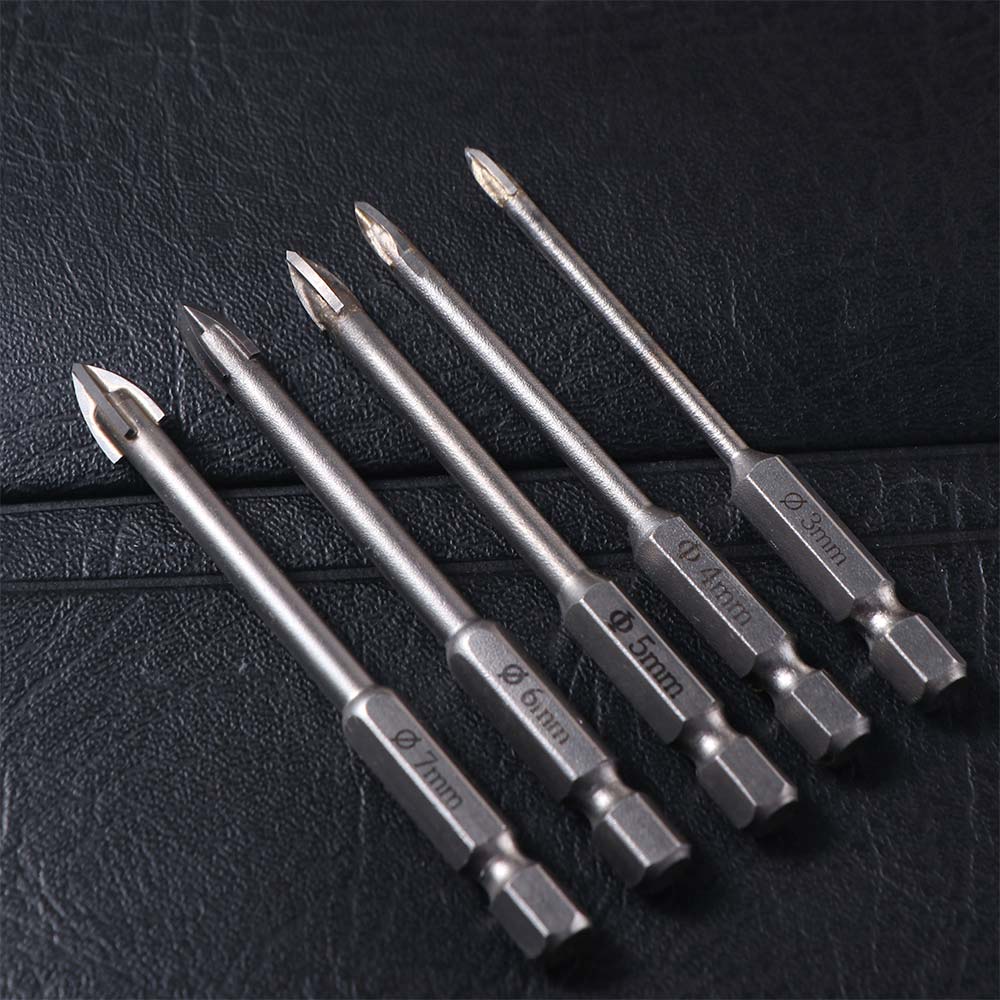 5Pcs Wear-resistant Triangular Drill Bit Multiple Sizes Cross Hex Drill  Ceramic Tile