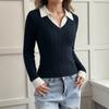 VEZFAA Maglioni a collo alto a maniche lunghe con stampa tinta unita, casual, autunno inverno da donna