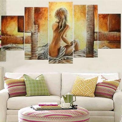 5 Pieces Wall Art Canvas Painting Abstract Figure Poster Naked Woman Home Decoration Pictures Living Room Modular Framework