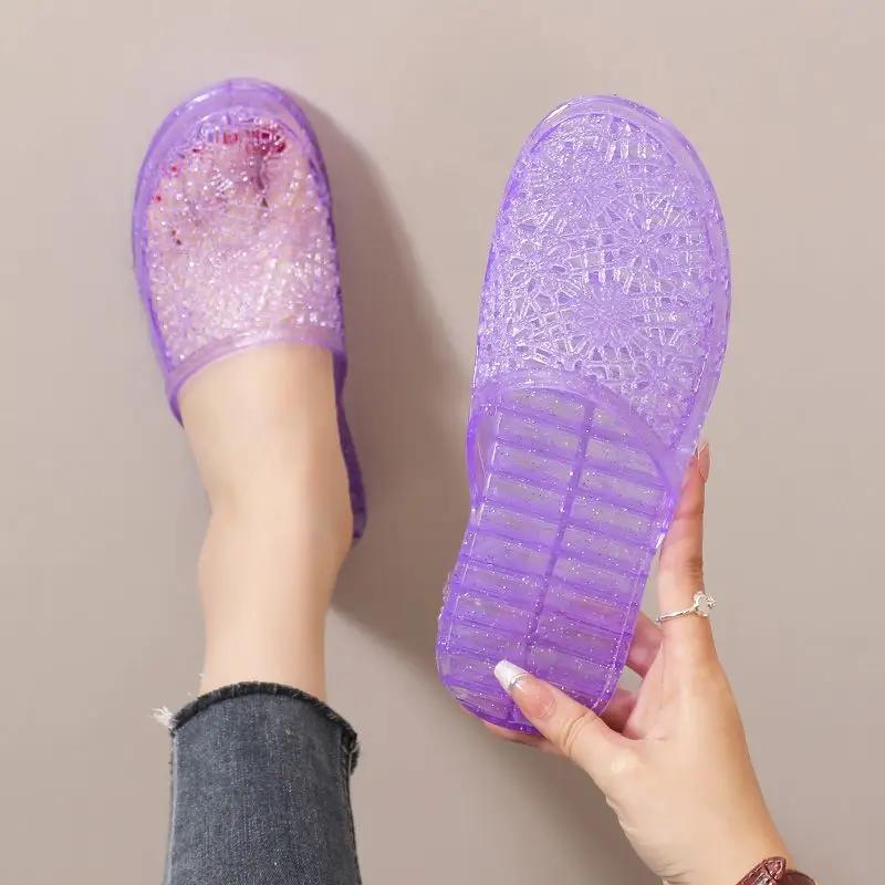 

Crystals Low Heel Woman Slippers Designer Luxury High Quality Slides Elegant and Fashionable Shoes for Women 2025 Summer Sandals 36
