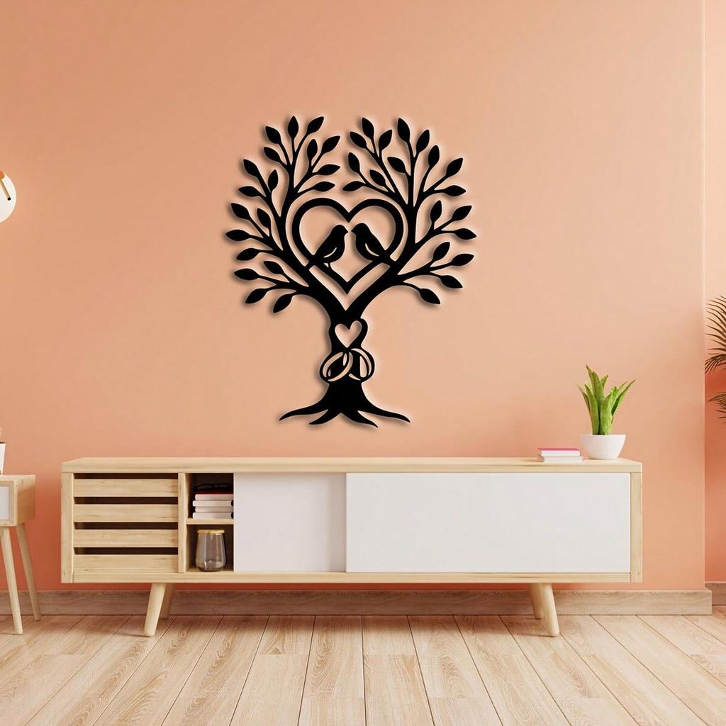 Heart Shaped Tree Metal Wall Art Romantic Wedding Gift Engagement Home Decor